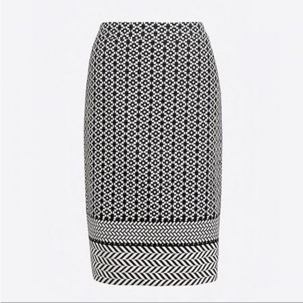 J.‎ Crew Chevron Pencil Skirt Geometric Print Business Casual Twill sz 2